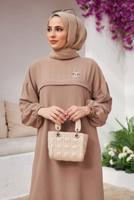 Vêtements hijab BEIGE COSTUME PANTALON AVEC POIGNETS ÉLASTIQUE 0704
