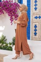 Hijab clothing BROWN PANTS SUIT WITH ELASTIC CUFFS 0704 