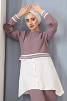 Tesettür giyim MOR PARÇA GÖMLEK DETAYLI PANT. TAKIM 1842 