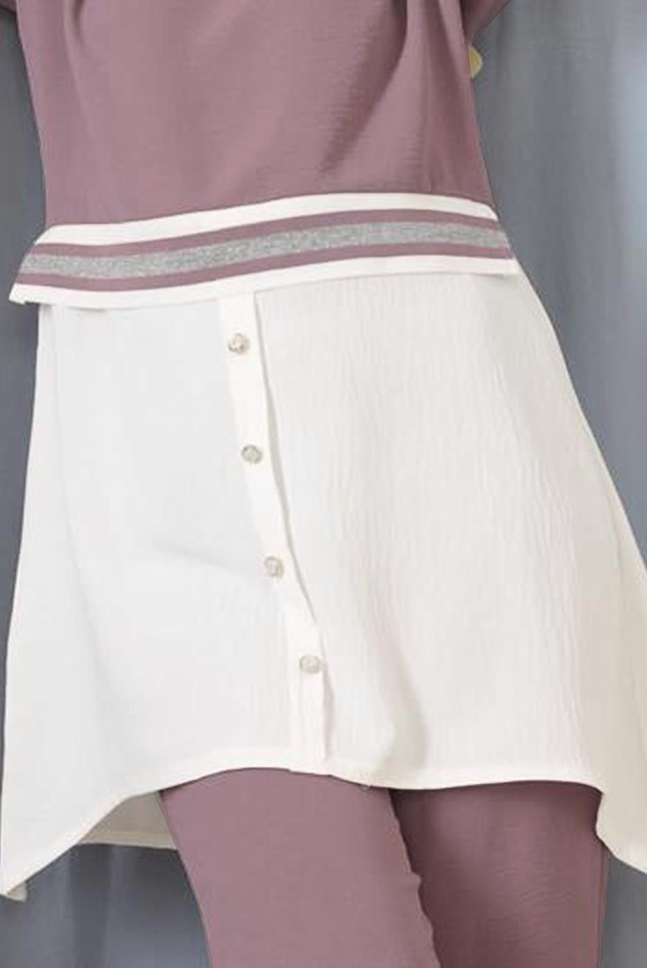 Tesettür giyim MOR PARÇA GÖMLEK DETAYLI PANT. TAKIM 1842 