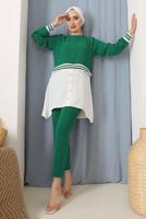 Tesettür giyim YEŞİL PARÇA GÖMLEK DETAYLI PANT. TAKIM 1842 