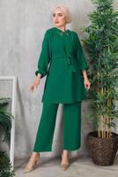 Tesettür giyim YEŞİL YAKASI TAŞ DETAYLI PANT. TAKIM 1952  