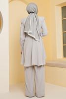Vêtements hijab GRIS ENSEMBLE PANTALON COUPE ASYMETRIQUE CEINTURE 20002