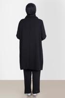 Tesettür giyim SİYAH ALVİNA BÜYÜK BEDEN TAŞLI PANTOLONLU TAKIM T 20241