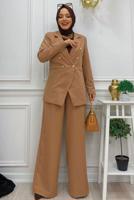 Tesettür giyim KAHVE T 2038 BYM- PANT. TAKIM