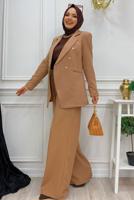 Tesettür giyim KAHVE T 2038 BYM- PANT. TAKIM