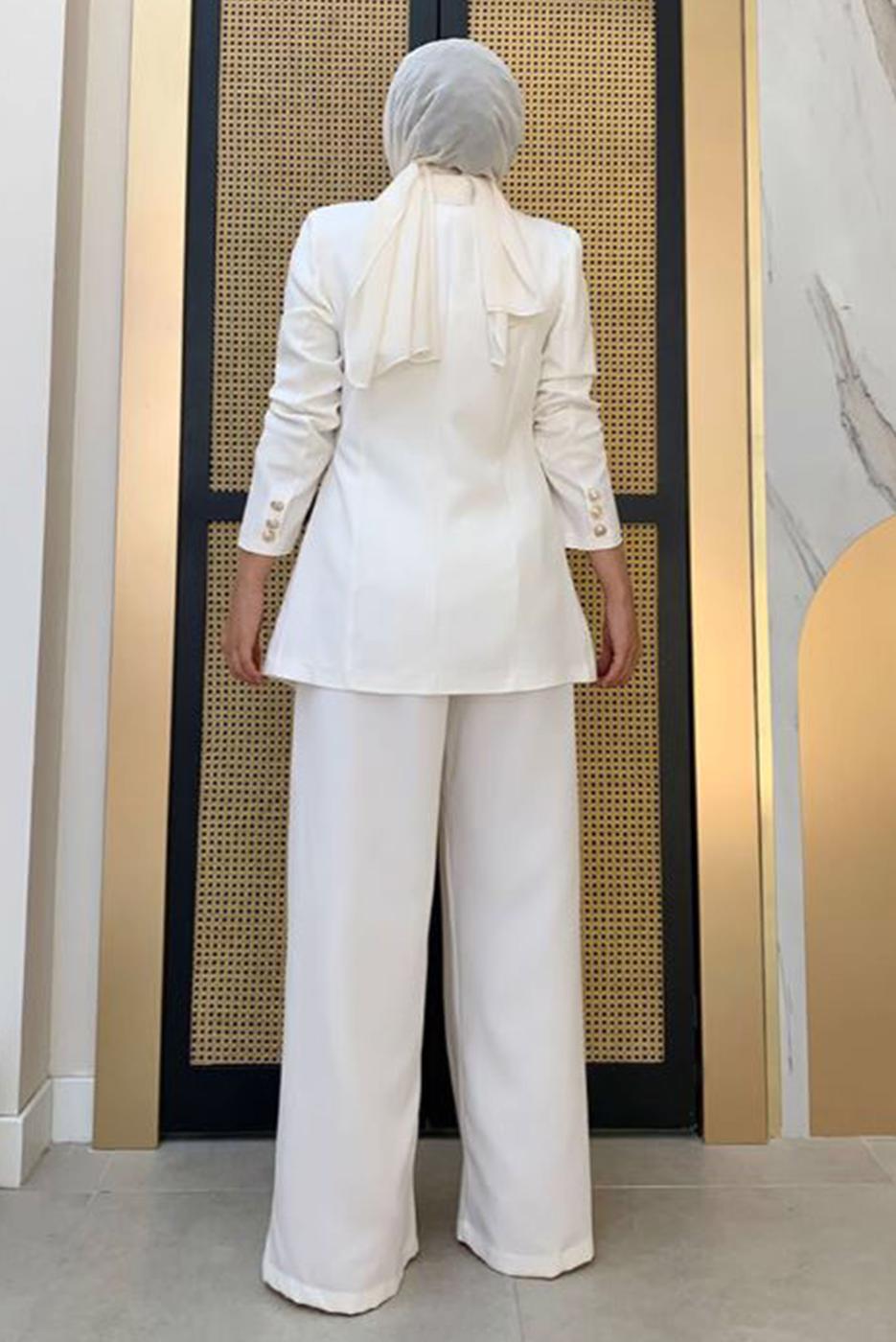 Hijab clothing ECRU CLASSIC PANTS SUIT T 2038