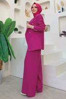 Tesettür giyim FUŞYA KLASİK PANTOLONLU TAKIM T 2038