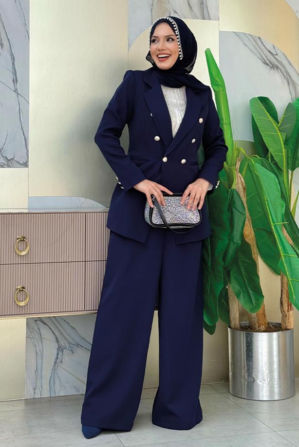 Tesettür giyim  KLASİK PANTOLONLU TAKIM T 2038 - TRENDTESETTÜR