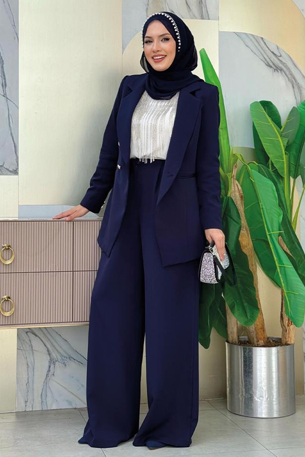 Tesettür giyim  KLASİK PANTOLONLU TAKIM T 2038 - TRENDTESETTÜR