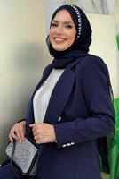 Tesettür giyim LACİVERT KLASİK PANTOLONLU TAKIM T 2038