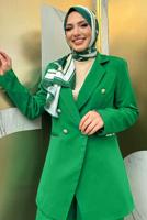Tesettür giyim YEŞİL KLASİK PANTOLONLU TAKIM T 2038