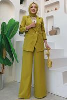 Tesettür giyim YEŞİL KLASİK PANTOLONLU TAKIM T 2038