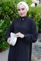 Tesettür giyim SİYAH YAKASI İNCİLİ PANT. TAKIM 2352 