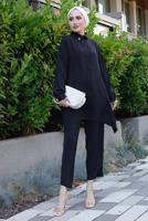 Tesettür giyim SİYAH YAKASI İNCİLİ PANT. TAKIM 2352 