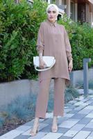 Tesettür giyim PUDRA YAKASI İNCİLİ PANT. TAKIM 2352 