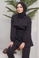 Tesettür giyim SİYAH CEPLİ DÜĞMELİ PANT. TAKIM 24051 