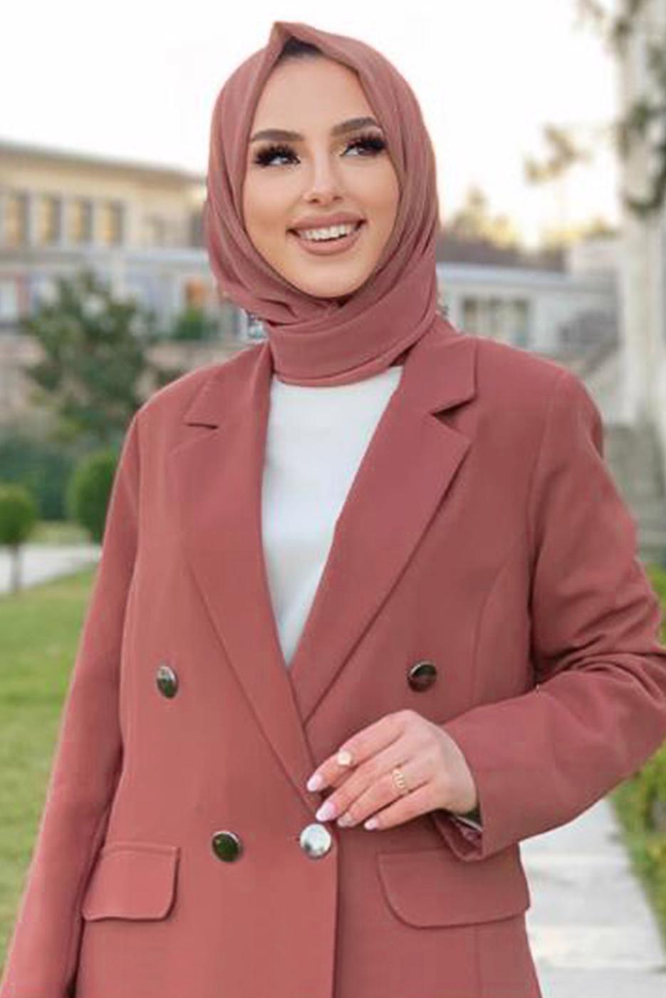 Tesettür giyim PEMBE KLASİK PANT. TAKIM 2538	