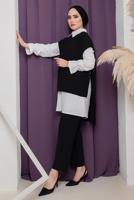 Tesettür giyim SİYAH YANDAN BAĞLAMALI ÜÇLÜ PANT. TAKIM 2742  