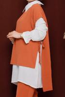 Tesettür giyim KAHVE YANDAN BAĞLAMALI ÜÇLÜ PANT. TAKIM 2742  