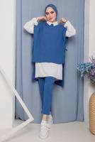 Tesettür giyim LACİVERT YANDAN BAĞLAMALI ÜÇLÜ PANT. TAKIM 2742  