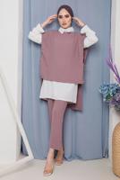 Tesettür giyim PEMBE YANDAN BAĞLAMALI ÜÇLÜ PANT. TAKIM 2742  