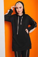 Hijab clothing BLACK 2-COLORED PANTS TRACKSUIT SET 2822 
