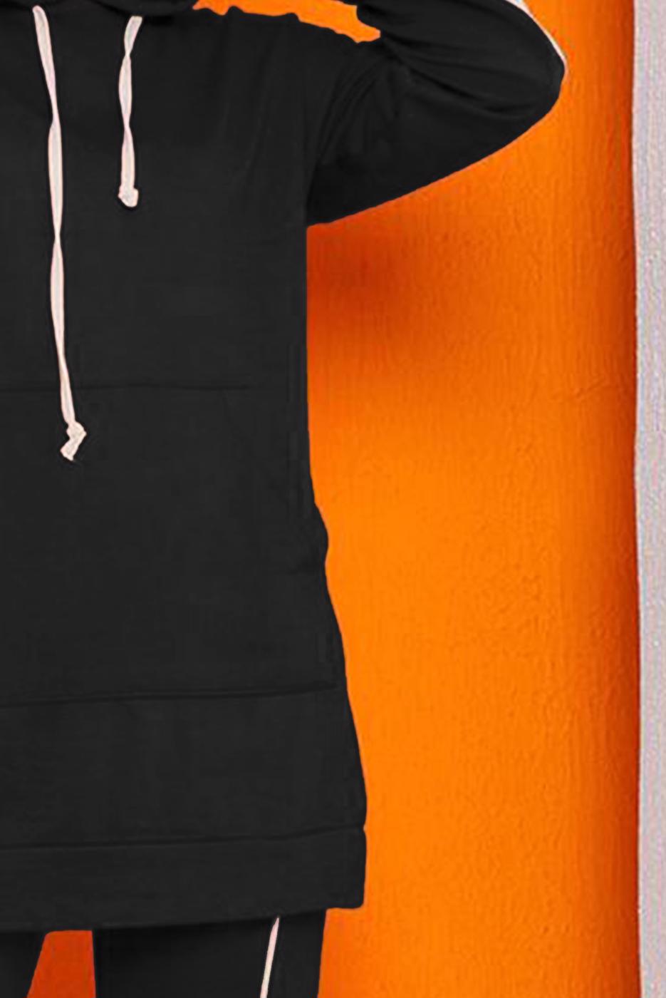 Hijab clothing BLACK 2-COLORED PANTS TRACKSUIT SET 2822 