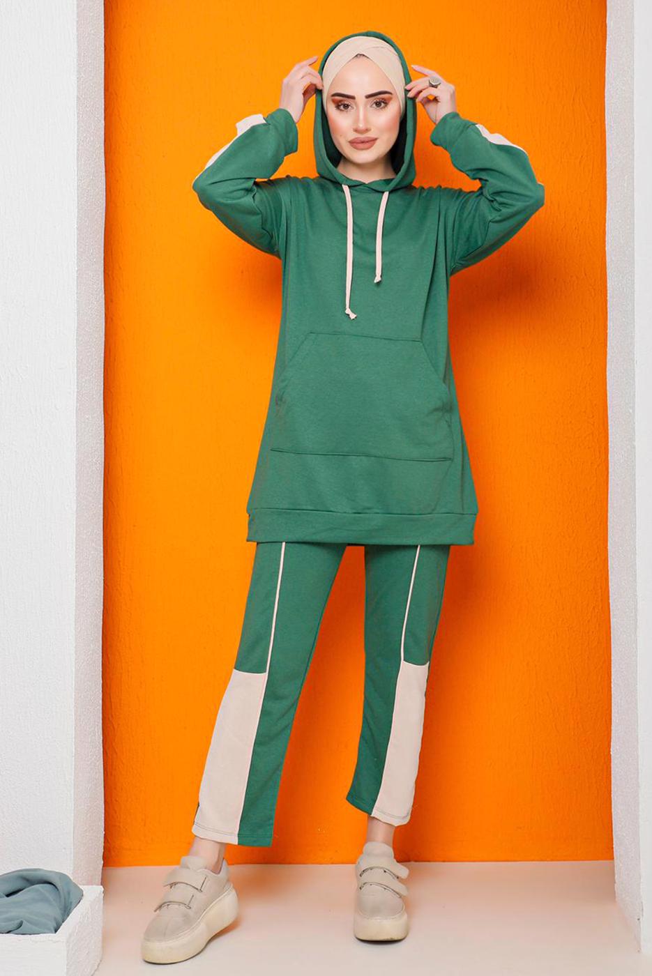 Vêtements hijab VERT ENSEMBLE SURVÊTEMENT PANTALON 2 COULEURS 2822 