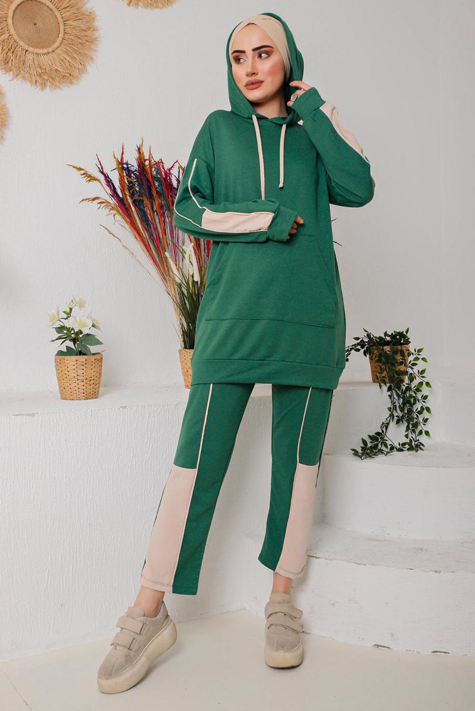 Vêtements hijab VERT ENSEMBLE SURVÊTEMENT PANTALON 2 COULEURS 2822 