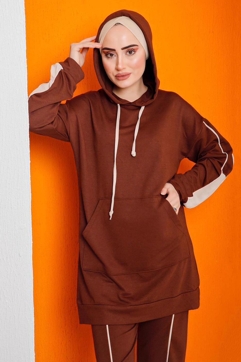 Vêtements hijab BRUN ENSEMBLE SURVÊTEMENT PANTALON 2 COULEURS 2822 