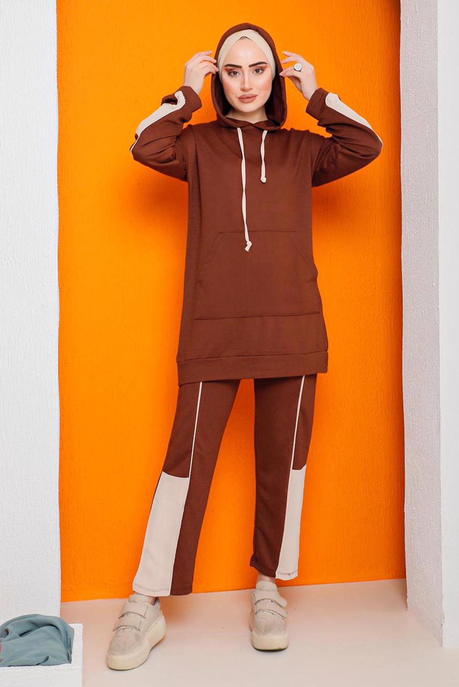 Vêtements hijab BRUN ENSEMBLE SURVÊTEMENT PANTALON 2 COULEURS 2822 