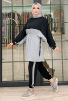 Vêtements hijab NOIR ENSEMBLE PANTALON BICOLORE SMOCKING TAILLE 3328