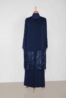 Tesettür giyim LACİVERT PUL PAYETLİ ÜÇLÜ PANT. TAKIM 3571 