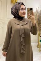 Tesettür giyim VİZON YAKASI BONCUK İŞLEMELİ PANTOLONLU TAKIM 3584  