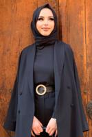Tesettür giyim SİYAH KRUVAZE YAKA PANTOLONLU TAKIM T 3928