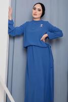 Vêtements hijab BLEU MARINE COSTUME JUPE DÉTAIL NOUÉ 3942