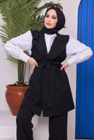 Hijab clothing BLACK FRILLED PANTS SUIT 42051 