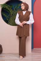 Tesettür giyim TABA VOLANLI PANTOLONLU TAKIM 42051 