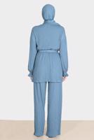 Tesettür giyim LACİVERT ALVİNA WAFFLE EFEKTLİ PANTOLONLU TAKIM T 42716