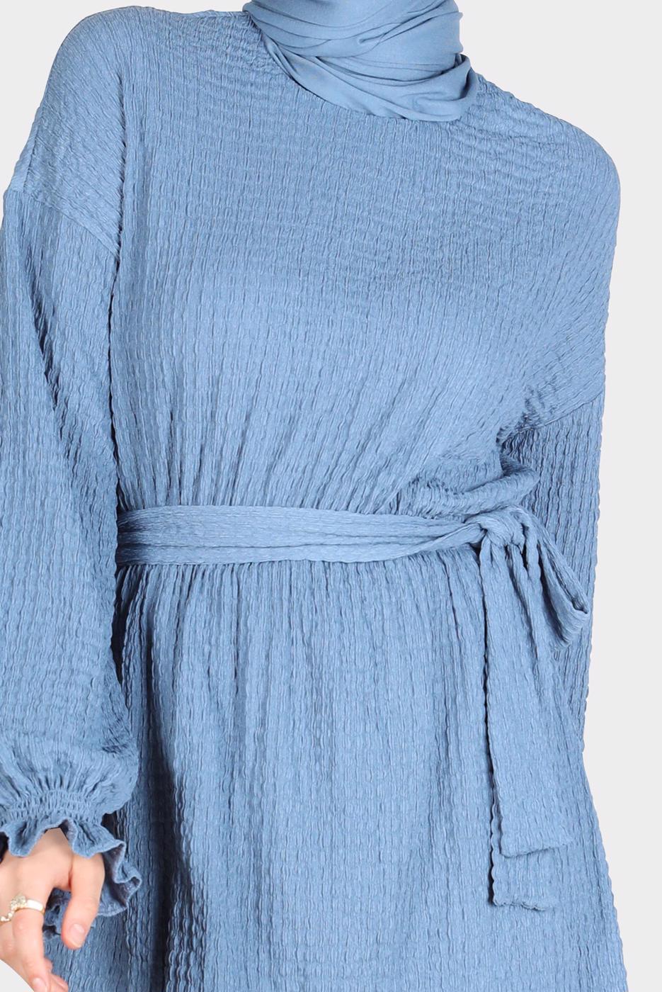 Tesettür giyim LACİVERT ALVİNA WAFFLE EFEKTLİ PANTOLONLU TAKIM T 42716