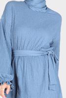 Tesettür giyim LACİVERT ALVİNA WAFFLE EFEKTLİ PANTOLONLU TAKIM T 42716