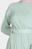 Tesettür giyim YEŞİL ALVİNA WAFFLE EFEKTLİ PANTOLONLU TAKIM T 42716