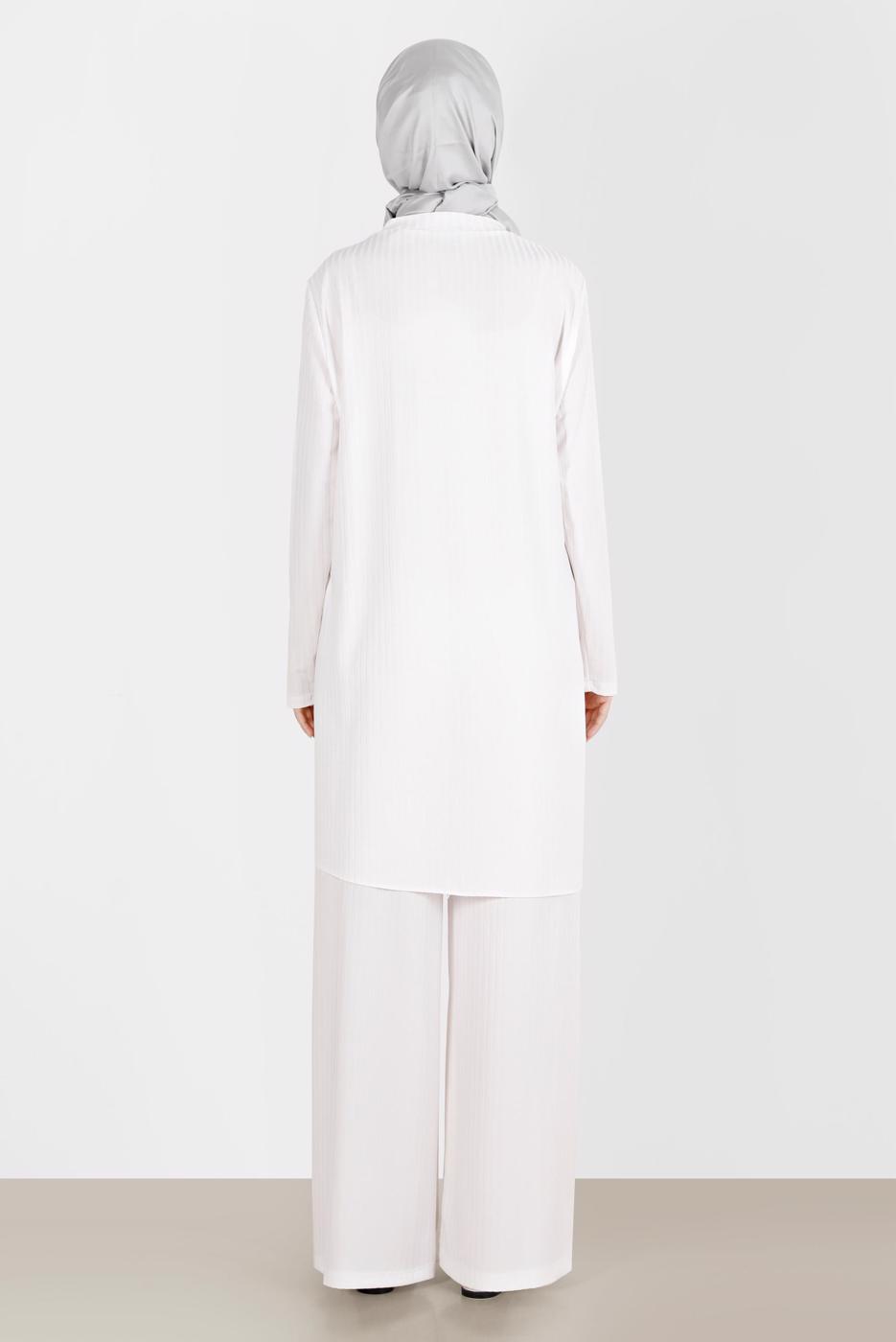 Tesettür giyim KREM ALVİNA TAŞLI PANTOLONLU TAKIM T 42882