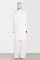 Tesettür giyim KREM ALVİNA TAŞLI PANTOLONLU TAKIM T 42882