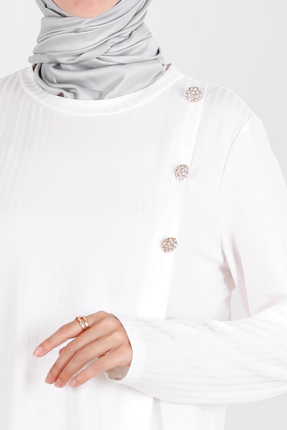 Tesettür giyim KREM ALVİNA TAŞLI PANTOLONLU TAKIM T 42882