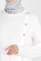 Tesettür giyim KREM ALVİNA TAŞLI PANTOLONLU TAKIM T 42882