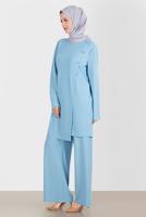 Tesettür giyim MAVİ ALVİNA TAŞLI PANTOLONLU TAKIM T 42882