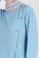 Tesettür giyim MAVİ ALVİNA TAŞLI PANTOLONLU TAKIM T 42882