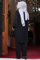 Hijab clothing BLACK PATTERNED PANTS SUIT T 4901 
